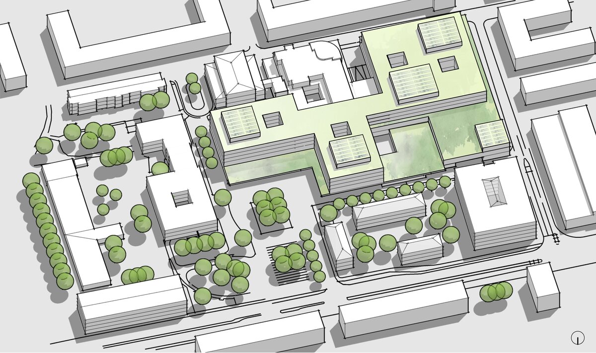 Illustration der Zielplanung für die Generalsanierung des Krankenhauses St. Josef Regensburg