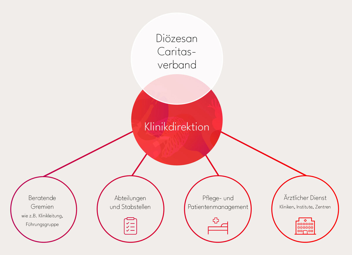Schematische Darstellung der Organisation des Caritas-Krankenhauses St. Josef Regensburg