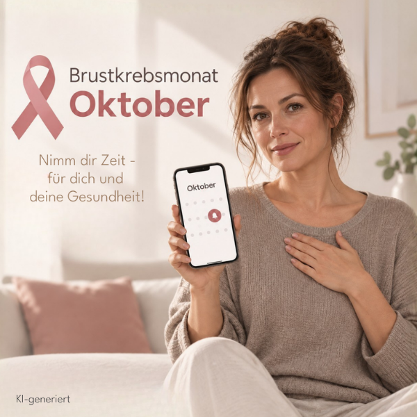 Frau zeigt auf ihrem Kalender auf den Oktober