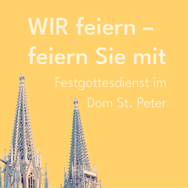 Bild der Domspitzen mit Einladung zum Festgottesdienst
