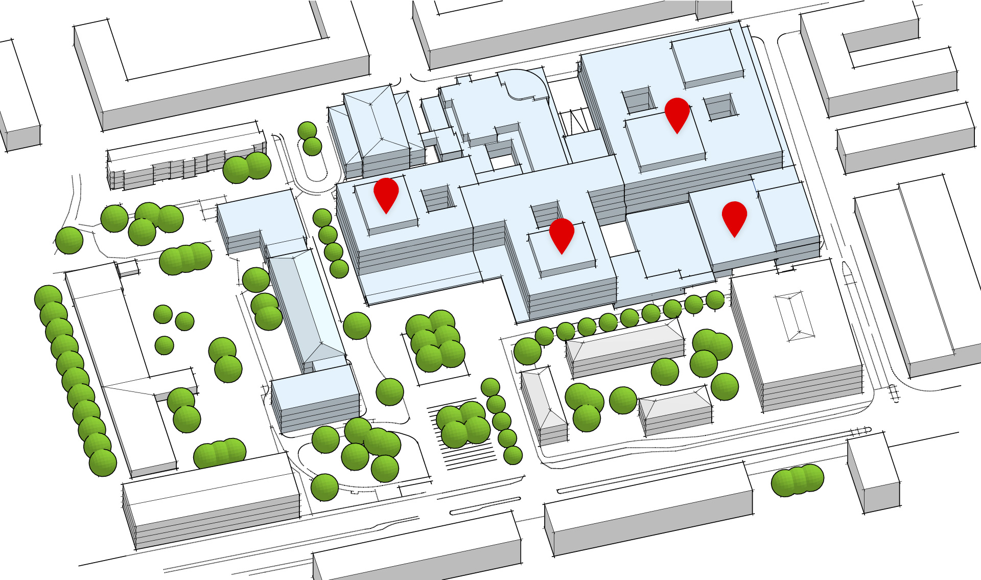 Illustration der Zielplanung für die Generalsanierung des Krankenhauses St. Josef Regensburg
